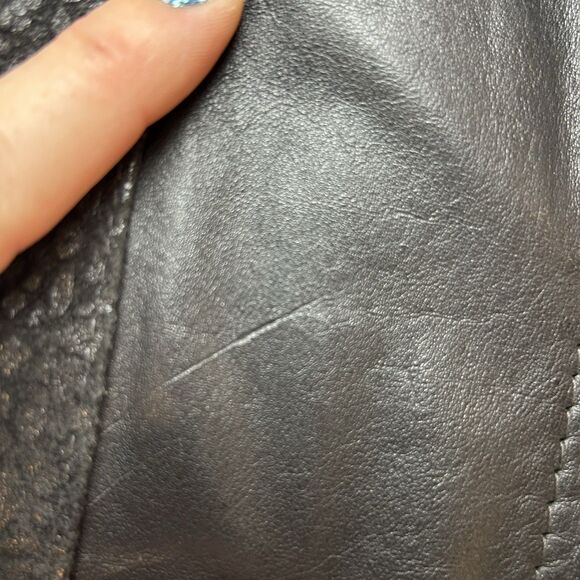 Vintage Comint Black Leather Jacket w/shoulder pads Women's Large Argentina - Picture 6 of 12